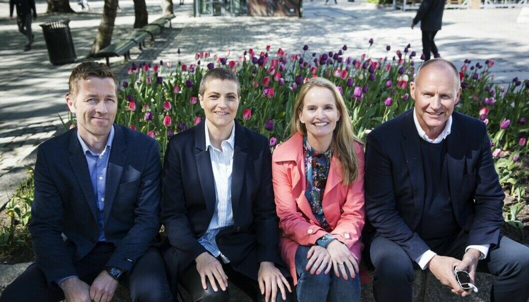 Fra venstre: André Berg Edvardsen (Skagerak), Alexandra Leisse (Vibbio), Marianne Bratt Ricketts (Vibbio) og Erik Edvard Tønnesen (Skagerak). Bildet er fra en kapitalrunde i 2019. Fra venstre: André Berg Edvardsen (Skagerak), Alexandra Leisse (Vibbio), Marianne Bratt Ricketts (Vibbio) og Erik Edvard Tønnesen (Skagerak). Bildet er fra en kapitalrunde i 2019.