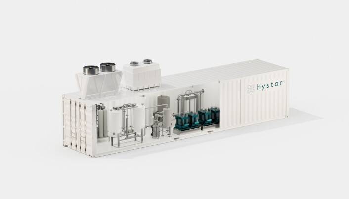 En illustrasjon av pilotanlegget som brukes til testing av Hystars hydrogenteknologi. En illustrasjon av pilotanlegget som brukes til testing av Hystars hydrogenteknologi.