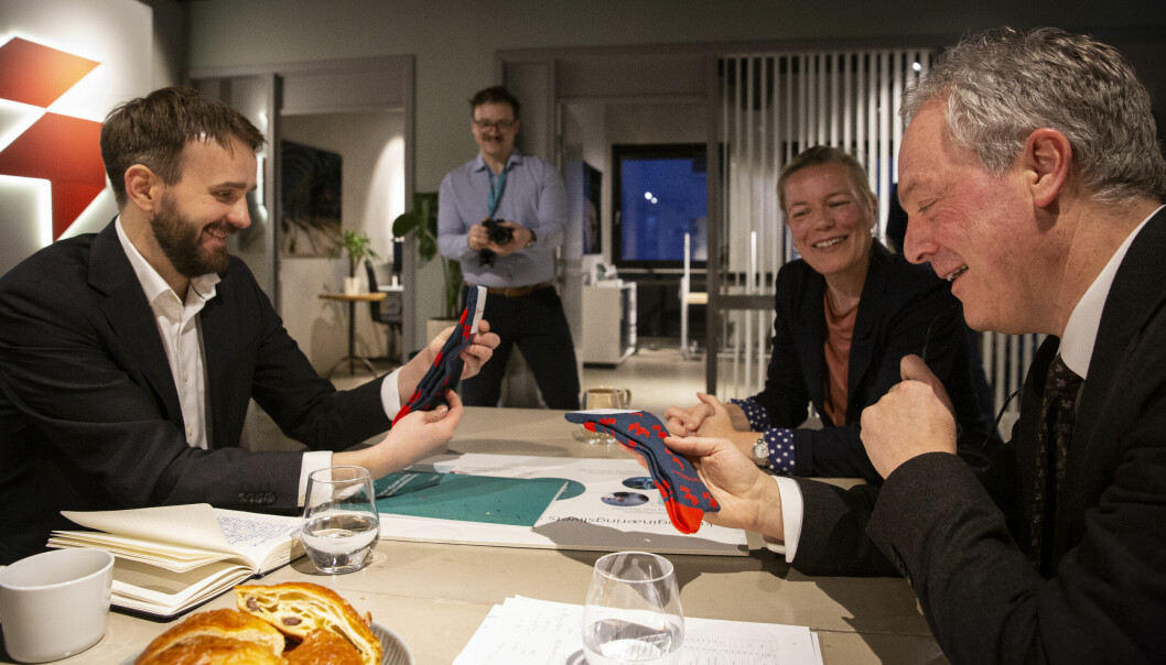 Næringsminister Jan Christian Vestre (t.v.) og Abelia-sjef Øystein Søreide møttes 