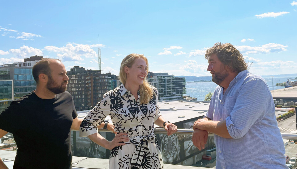Ocean Oasis-teamet f.v. COO Sebastian Feinblatt, CEO Kristine B. Fredriksen og CTO Thomas Berge Johannessen.