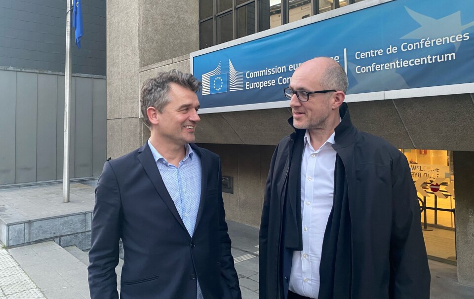 Rune Garborg og den tidligere Mobilepay-sjefen Claus Bunkenborg var i Brussel i februar 2023 for å fortelle om hvor viktig det var å få konkurrere på like vilkår med Apple Pay.