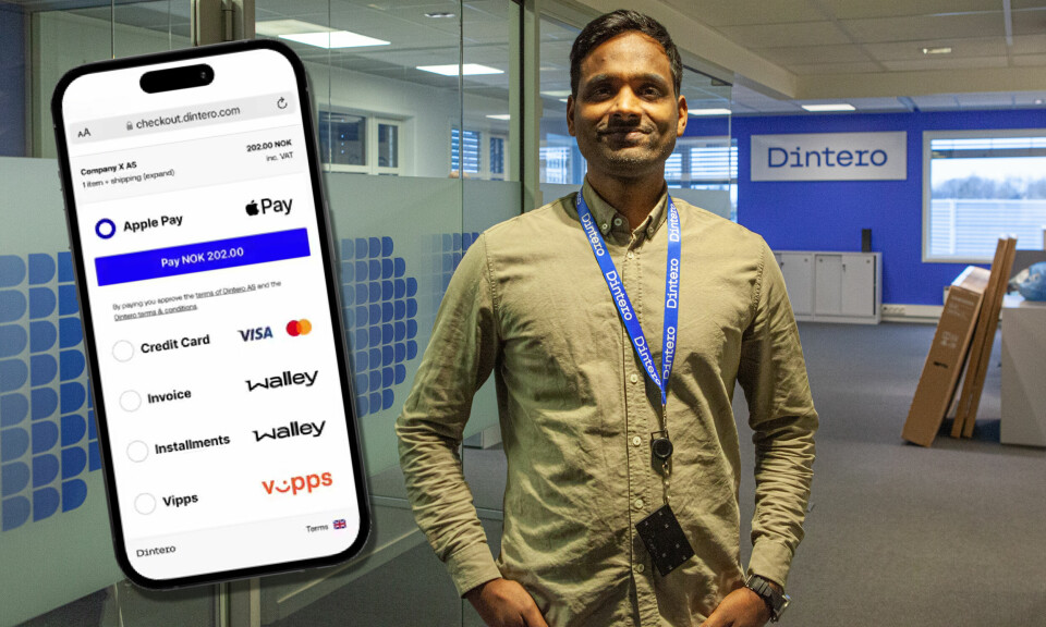 Daglig leder Daro Navaratnam i Dintero lanserer Apple Pay som betlingsalternativ i selskapets checkout-løsning