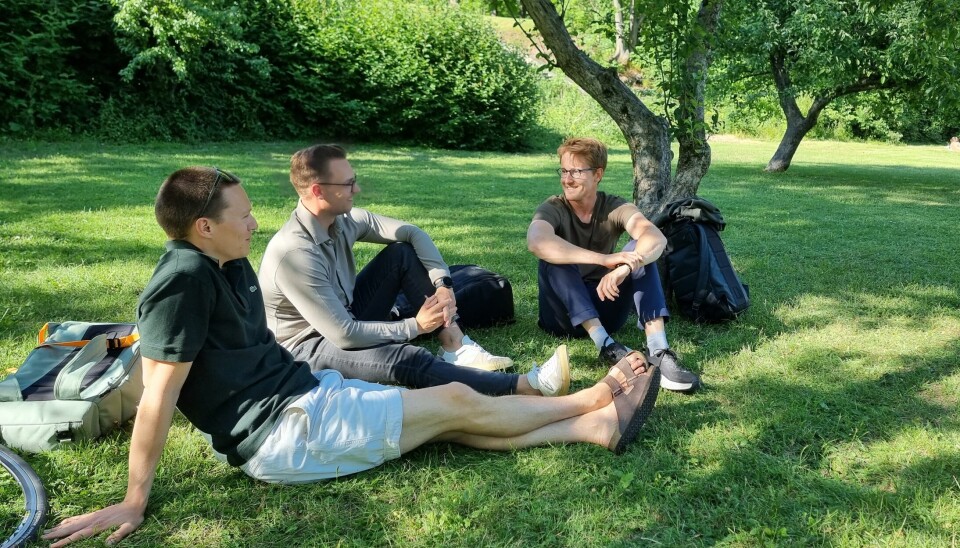Trioen bak Straumr diskuterer strømnett i sommerlige omgivelser