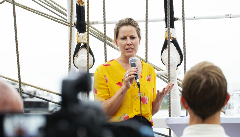 En politisk frustrert Merete Nygaard i Lexolve under lanseringen av Norwegian Tech Startup Association under Arendalsuka.