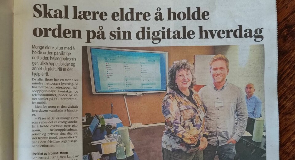 Faksimilie fra lokalavisen Itromsø etter at Svenn-Helge Vatn hadde gitt innføring i Factsplat for Seniornetts lokallag.