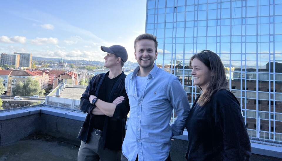 Gründerteamet i Ei Solutions, CTO Mathias Wahl, CEO Gustav Haaland og CCO Marit Bjerkreim