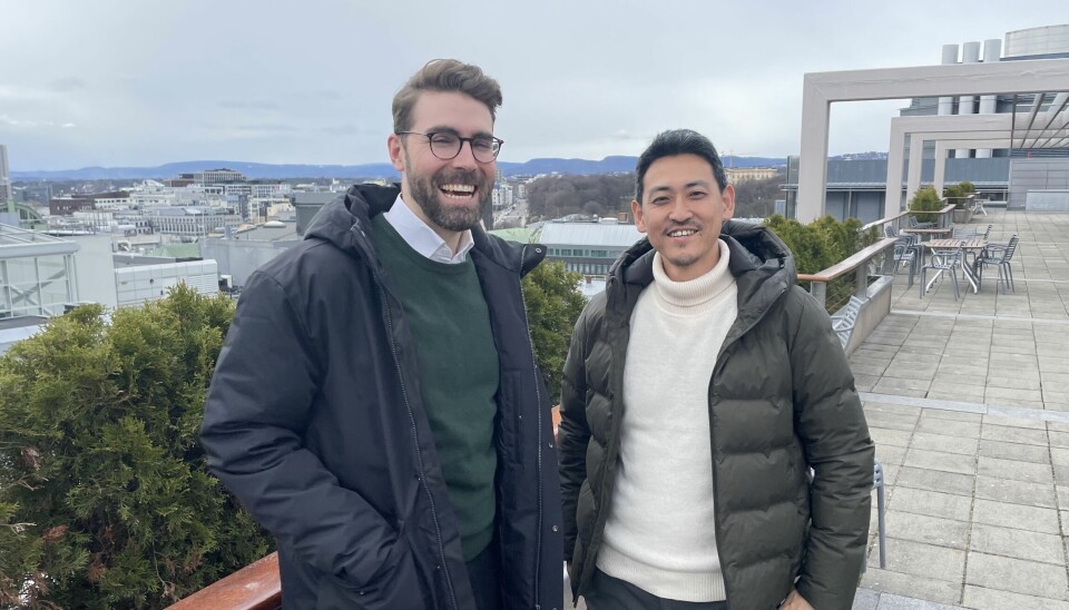 PÅ NORGESBESØK: Claes Mikko Nilsen og managing partner Tomosaku Sohara fra VCen Nordicninja.