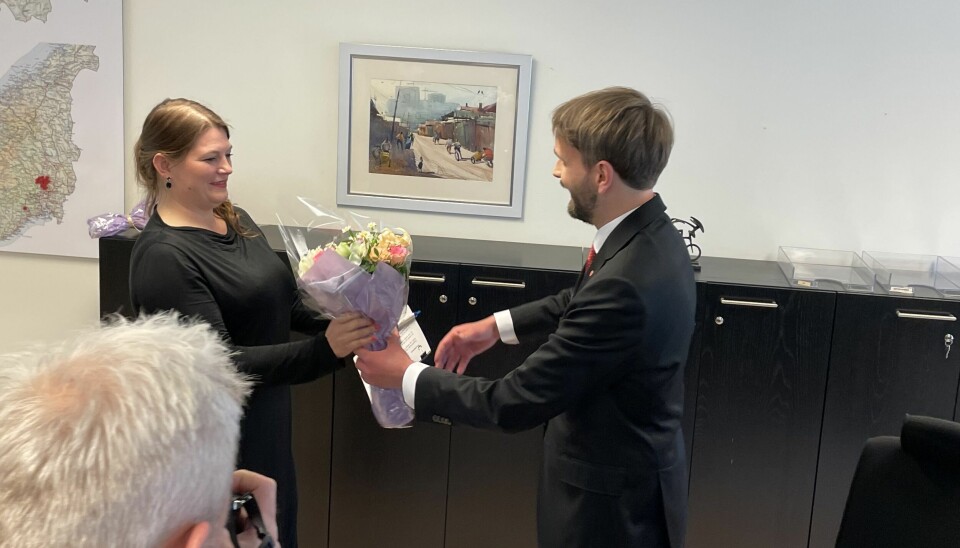 Tidligere og nåværende næringsminister Jan Christian Vestre og Cecilie Myrseth.