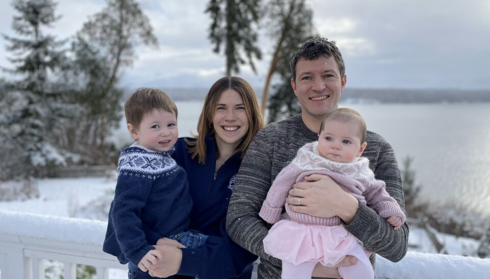 Ole Landmark Bjørnstad med kona Melissa, Alexander (5, født i USA) og Emily (2, født i Oslo).