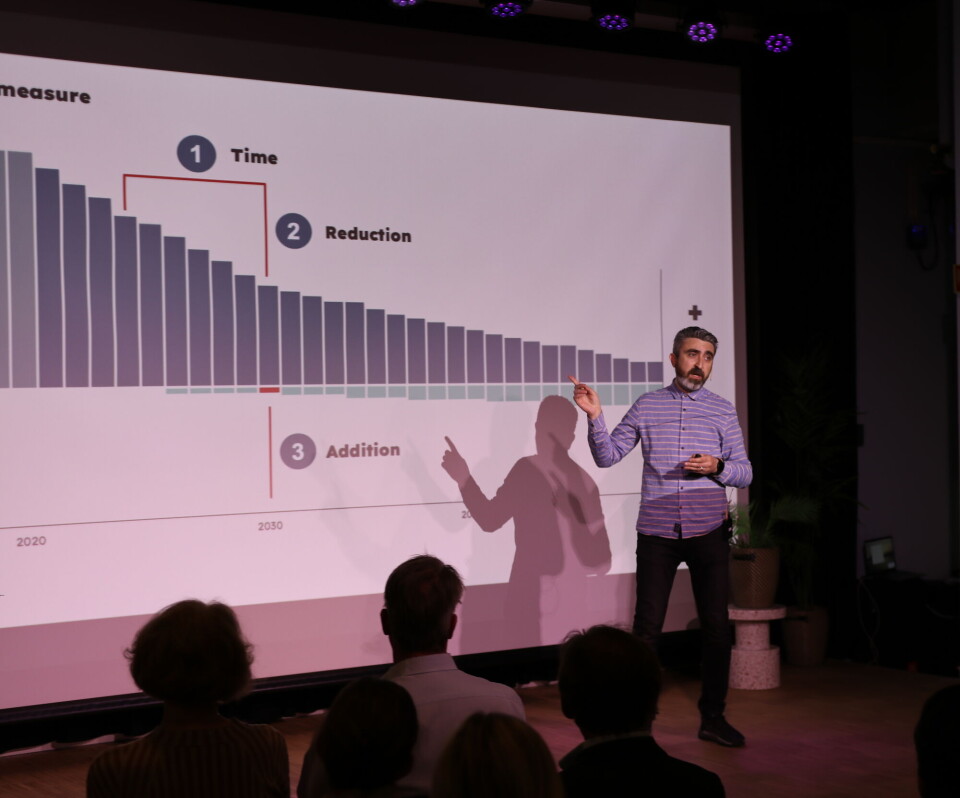 MÅLBART: Carbon Centrum pitchet under Gründerfesten og tror det blir lettere for folk å ta bærekraftige valg hvis de kan måle eget utslipp automatisk.