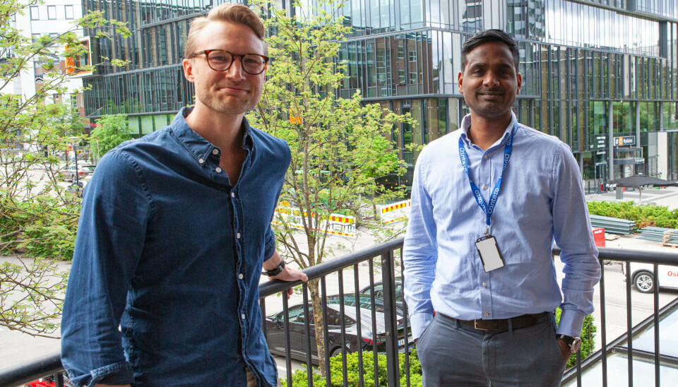 Dinteros nye salgs og markedssjef Ola Åkesson (t.v) har vært tre år i Klarna. Det var ikke noe minus for sjefen Daro Navaratnam.