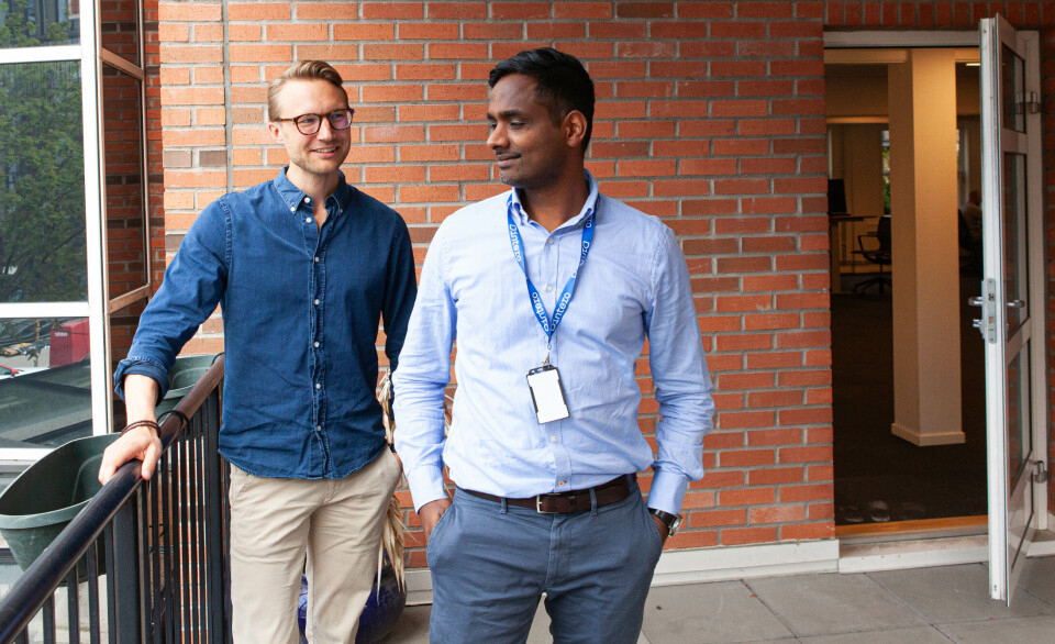 Dintero-sjef Daro Navoratnam (t.h.) melder om sterk vekst, og mer skal det bli etter at den nye salgs- og markedssjefen Ola Åkesson kom på plass.