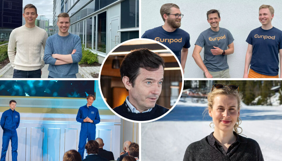 Fra øverst til venstre: Keenious-gründerne, Curipod-gründerne. Nede til høyre: Arctic Protein og Sensorita-gründeren. I midten: Trond Riiber Knudsen i TRK Group. Fra øverst til venstre: Keenious-gründerne, Curipod-gründerne. Nede til høyre: Arctic Protein og Sensorita-gründeren. I midten: Trond Riiber Knudsen i TRK Group.