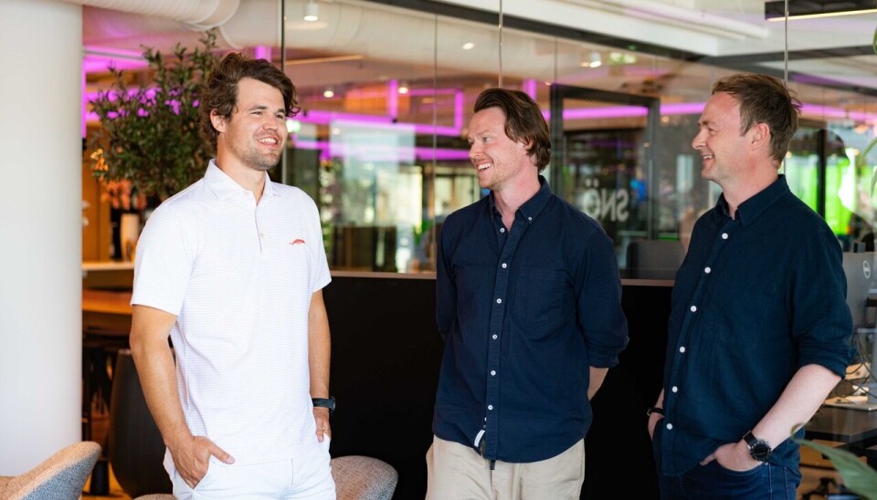 Sjakkmester Magnus Carlsen, Oda-medgründer Mats André Kristiansen og Snö-partner Magne Uppmann.