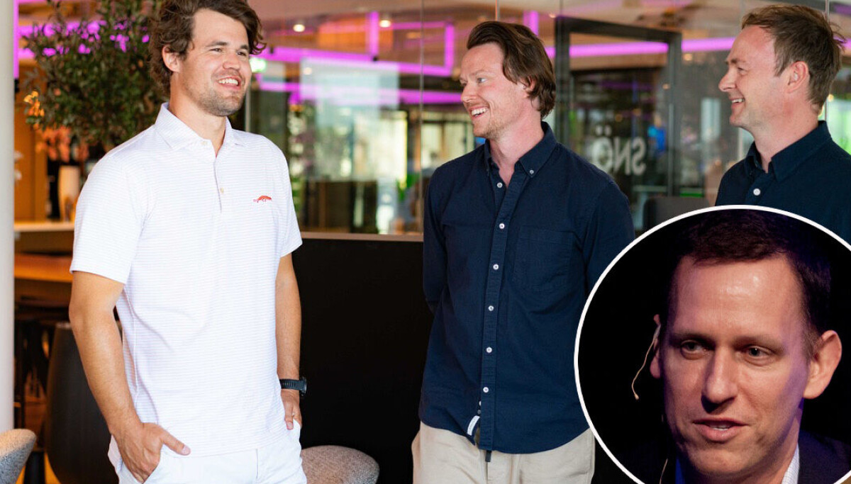 Photo: Joakim Birkeli Jacobsen Investorfyrsten Peter Thiel ble matt da han møtte sjakkongen Magnus Carlsen: Begge satser penger på en Oda-gründer