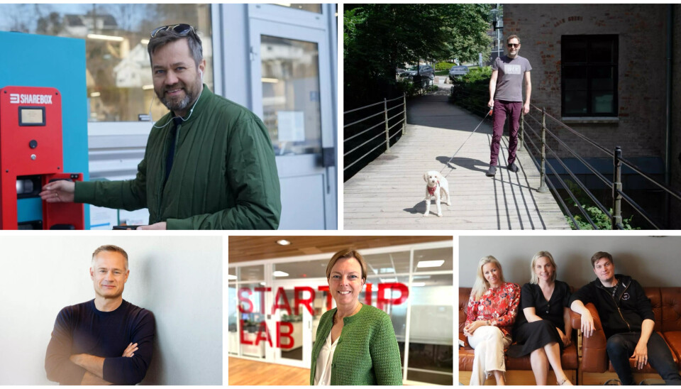 Sjekk hva disse har å melde: Sharebox-gründer Arne Eivind Andersen (oppe fra høyre), Zivid-gründer Henrik Schumann-Olsen, Gelato-gründer Henrik Müller-Hansen (nede fra venstre), Dynamon-gründer Hilde Ulvik Hordnes, vekstsjef Ida Barth Thomassen, daglig leder Karin Berg og teknisk sjef Ole-André Riga-Johansen i Wanda.
