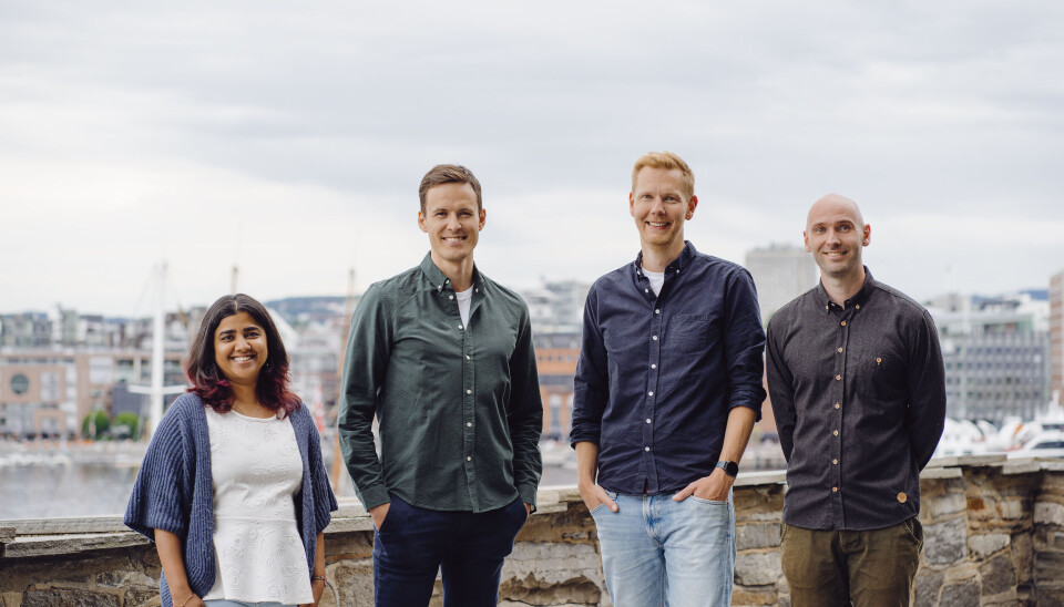 Gründerteamet i Cardboard, fra venstre: Vidhi Kumar, Jakob G. Martinussen, Stein Magnus Jodal og Andreas Røyrvik.
