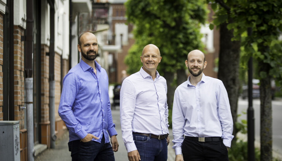 Gründerne Jan Bredo Pettersen (fra venstre), Pål Reinert Bredvei og Morten Høyseth i Adminkit.