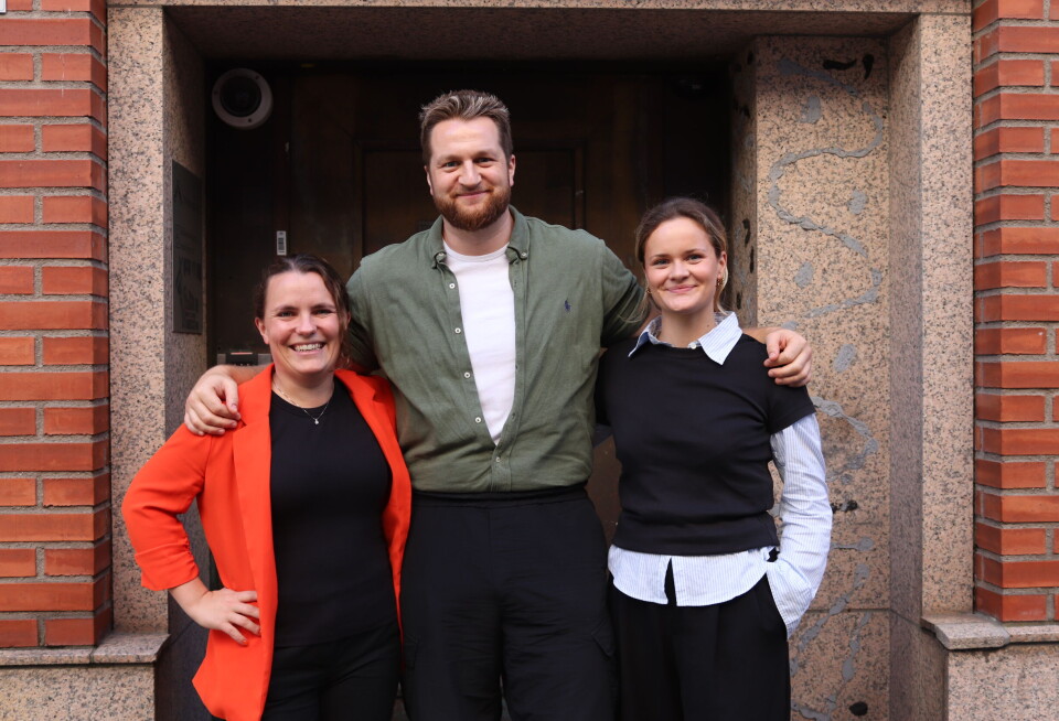 Fra venstre:
* Freyja Jørgensen, fungerende daglig leder
* Nicolai Kjærnes, leder for innovasjonsstyring og programmer
* Emma Skattum, innovasjonsleder