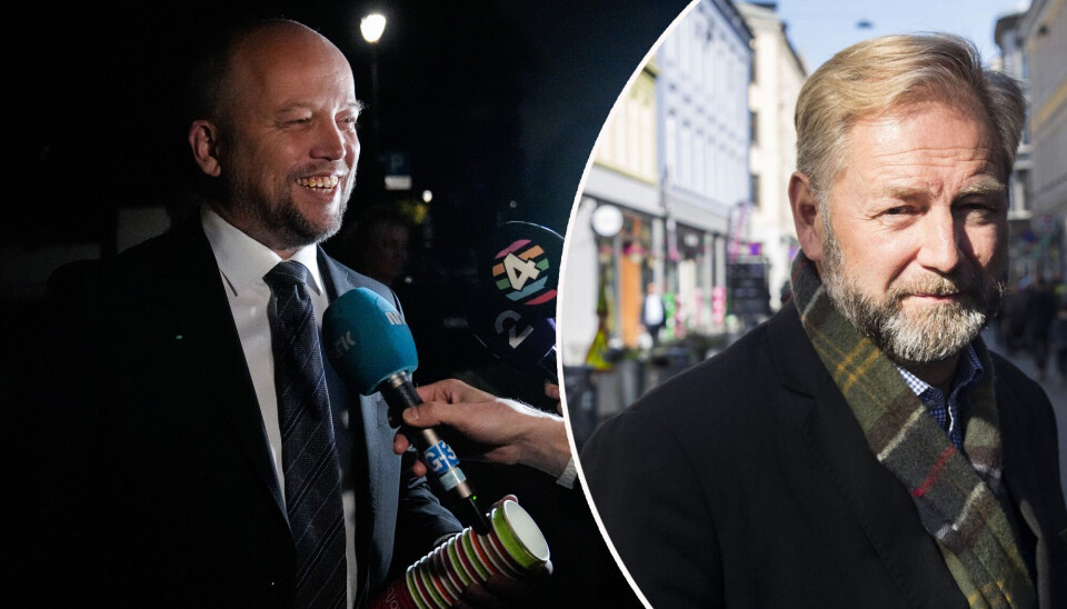 Finansminister Trygve Slagsvold Vedum (Sp) møter pressen utenfor sin leilighet i Oslo, før fremleggelsen av statsbudsjettet for 2025. Innfelt: Thomas Falck.