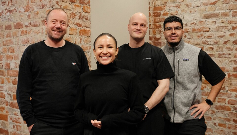 Bilde (f.v): Hallgeir Knutsen (gründer i Reodor), Mona Berntsen (gründer og CEO, Tiny Studios), Magnus Bjelland (partner I Reodor og produktsjef i Tiny Studios), Nassir Achour (gründer og Group CEO i Reodor).