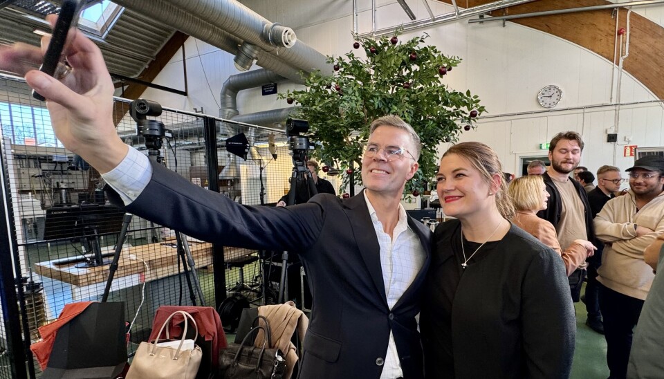 Investinor-sjef Sten-Roger Karlsen og Nærings- og fiskeriminister Cecilie Myrseth under fremleggelsen av Gründermeldingen.