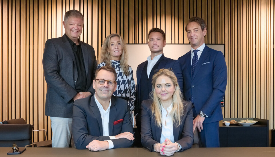 Styret: Øverst fra venstre Jacob Schram, Grethe W. Meier, Patrick Møgster og Fredrik Poulsen. Foran Trond Eriksen og administrerende direktør Eilin Schjetne.