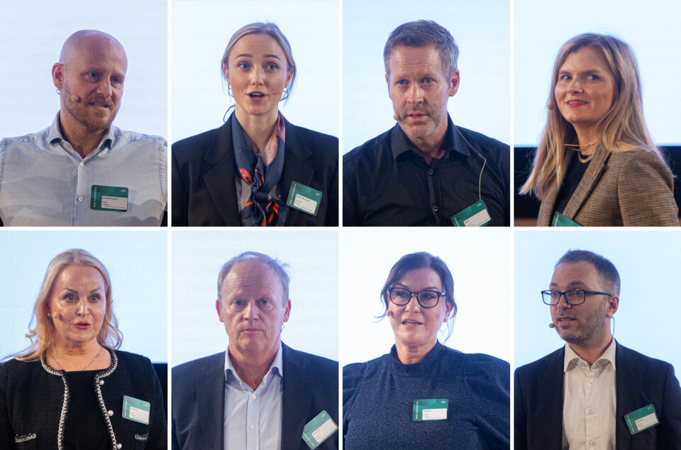 Åtte utvalgte. Over f.v. Mats Hetling, daglig leder Nordiq Prdoucts, Cathrine Heuch, daglig leder Nordic Brain Tech, Trond Heitmann, operativ sjef Exac, Line Langeland, medisinsk direktør Deep Insight, Trude Tingvoll, daglig leder Respinor, Trond Herje, daglig leder Sensocure, Hege Hansen, gründer Induvita og Nicolas Elvemo, daglig leder Glucoset.