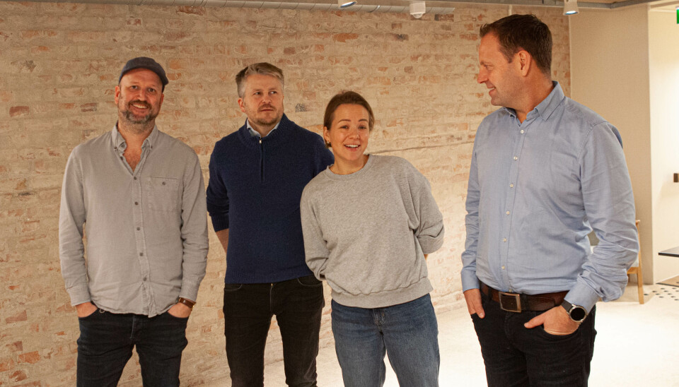 Samarbeidspartnere. F.v Jørgen Riiser, CCO, Kim Humborstad, gründer og daglig leder, Torny Hesle, marketing lead alle Celeri samt Knut Asbjørnsen, salgssjef Aprila Bank.