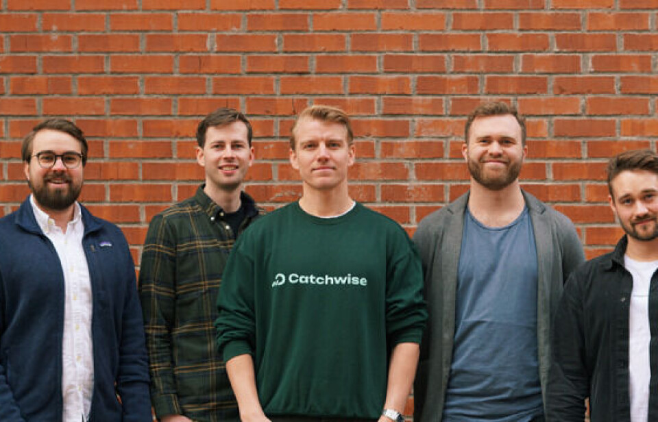 Gründerne i Catchwise, Ludvig Løddesøl, Tomas Roaldsnes, Jonas Dammen, Kristian Andersen Hole og Åsmund Brekke,