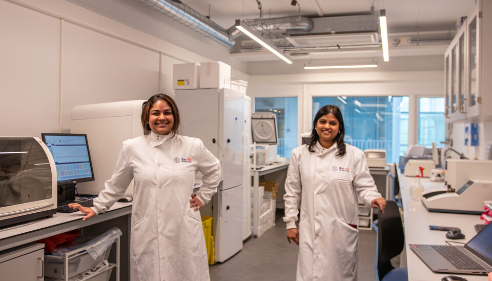 Bio Me er blant dem som holder til på Sharelab med egen lab. I bildet fra venstre: Sai Priya Sarma Kandanur og Satya Sree.