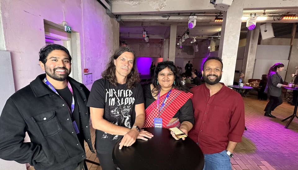 Sam Padbidri (fra venstre) sammen med Stein Bjelland, medgründer i Linear Festivals Vishruti Bindal fra India og og medgründer Aniket Rajgarhia i Music Tech India på Music Tech Conference Bergen. Sam Padbidri (fra venstre) sammen med Stein Bjelland og to andre deltakere på Music Tech Conference Bergen.