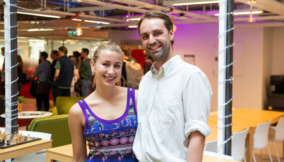 Frederikke Rusten og Mathias Oldani i Staaltro er studentambassadører for studentinkubatoren på Startuplab.