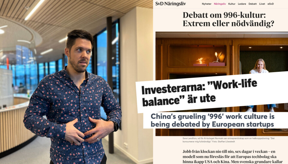 Den kinesiske 966-kulturen løftes nå frem i svenske tech-miljøer som et uttrykk for innsats og dedikasjon. – Da jeg var i starten av 20-årene kunne jeg jobbe mer eller mindre non-stop, sier Jonas Helmikstøl.