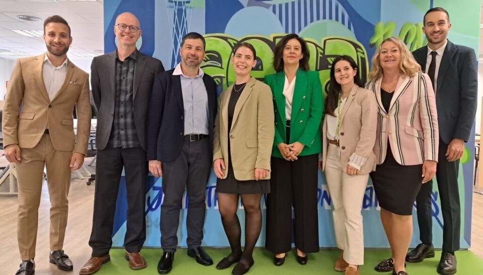 Demo Day, Barcelona, fra venstre: Jan Vidar Nalbant - BagID, Bjørn Hjelle – BagID, Carlos Cantudo - Aena, Anna Bjerkli – BagID, Soledad Mora García –
Aena, Marina Pons Daza - Aena, Ina Eldøy – BagID, Pablo Lopez Loeches – Aena.