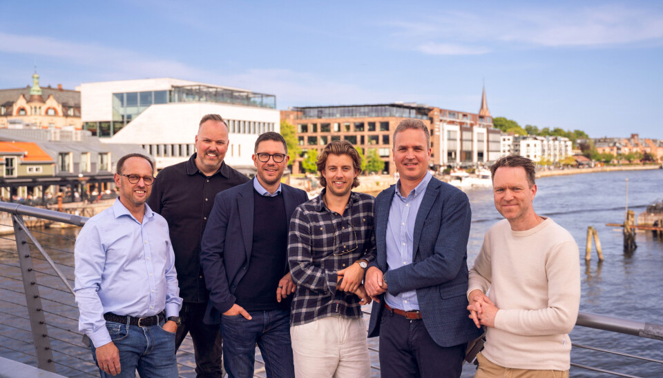 Fredrikstad-selskapet Medicue mener det å involvere pasienter er nøkkelen til et bedre helsevesen. Her ved Stefan Hauptig (Chief Physician), Espen Orvedal (Head of design & UX), Eivind A. Larsen (CTO og medgründer), Jon Åsmund Guttulsrud (CCO), Jon Olav Hunderi (CEO, MD, PhD og medgründer) og Per Arne Lindstad (Head of Development)