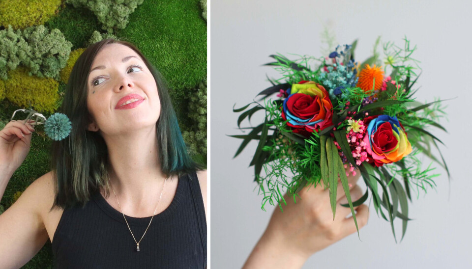 Elida Berentsen har alltid vært opptatt av verdens klimautfordringer. Hennes Evigr produserer buketter, som i bildet, av blomster som gjenbrukes og holder seg friske i opptil et år. Elida Berentsen har alltid vært opptatt av verdens klimautfordringer. Hennes Evigr produserer buketter, som i bildet, av blomster som gjenbrukes og holder seg friske i opptil et år.