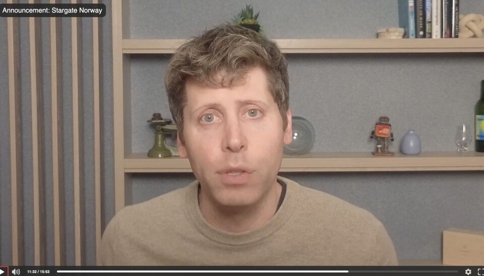 OpenAI-sjef Sam Altman på en skjermdump fra annonseringen av Stargate Norway