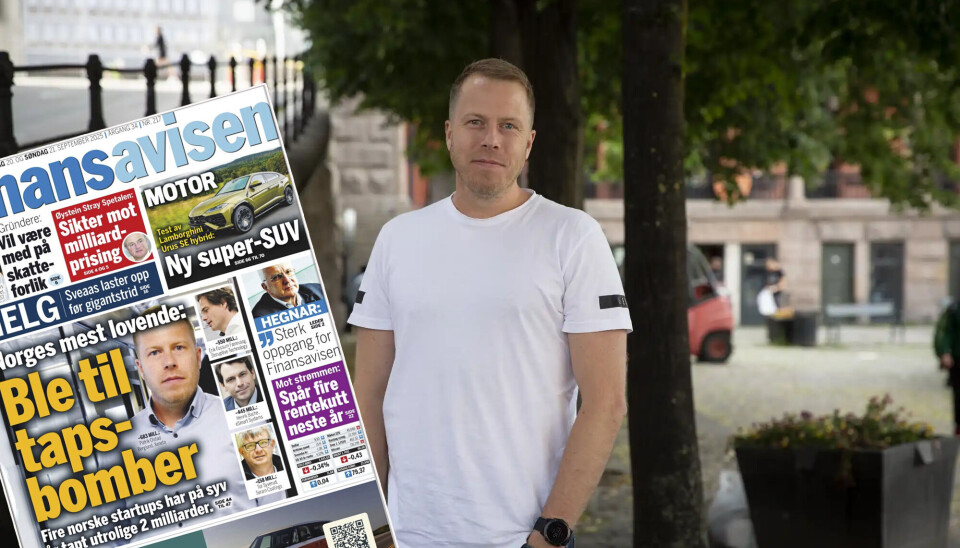 Xeneta-gründer Patrik Berglund. Innfelt forside i Finansavisen om vekstselskaper som «ble til tapsbomber».