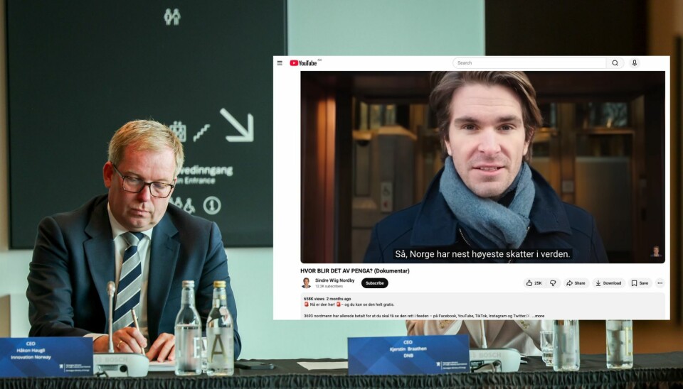 Samfunnsdebattant Sindre Wiig Nordby publiserte nylig dokumentaren «Hvor blir det av penga?». I bildet sammen med innovasjon-sjef Håkon Haugli.