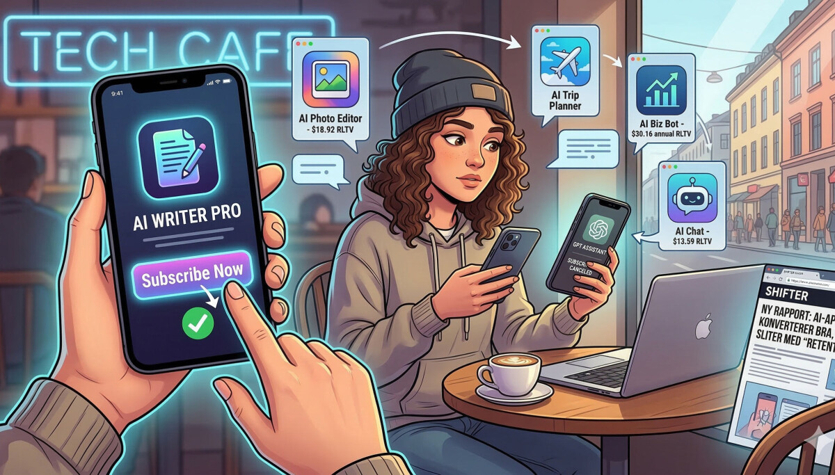 Photo: Redaksjonen shifter.no AI-apper i 2026: Utfordringer med brukerlojalitet og inntjening