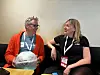 Ingerine Dahl i Muzziball og Marius Andresen i K8 Industridesign møttes under lunsjen på helseteknolog-festivalen.